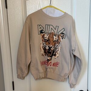 Anine Bing beige Tiger Graphic Sweatshirt